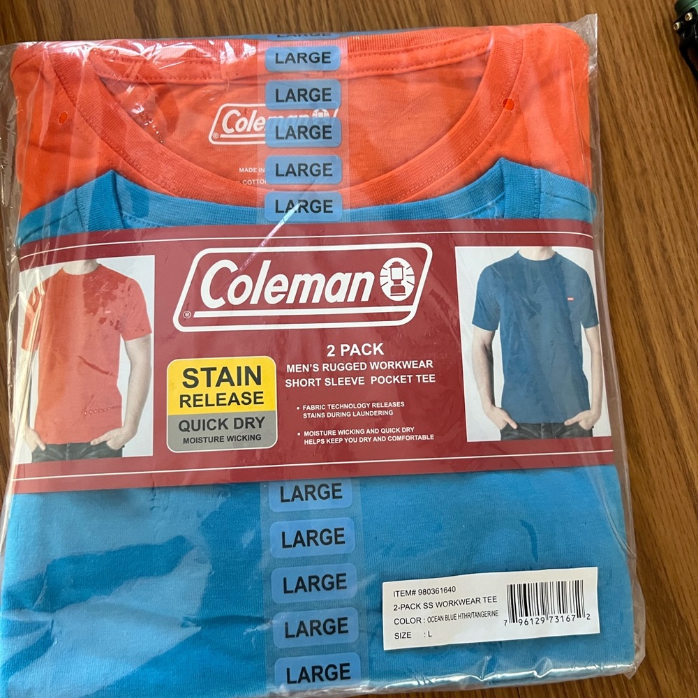 Coleman Men's Short Sleeve Tee 2-Pack - Bright Blue and Orange